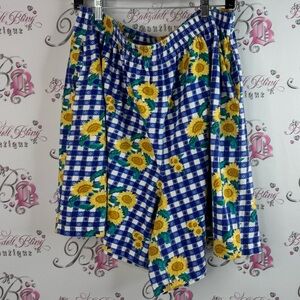 Maxwell Jason shorts vintage gingham plaid sunflower 🌻 Floral Cotton stretchy
